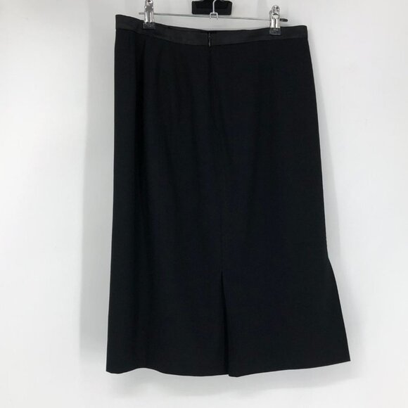 Max Mara Black Wool Knee Length Skirt back slit  size 12 - Picture 3 of 15
